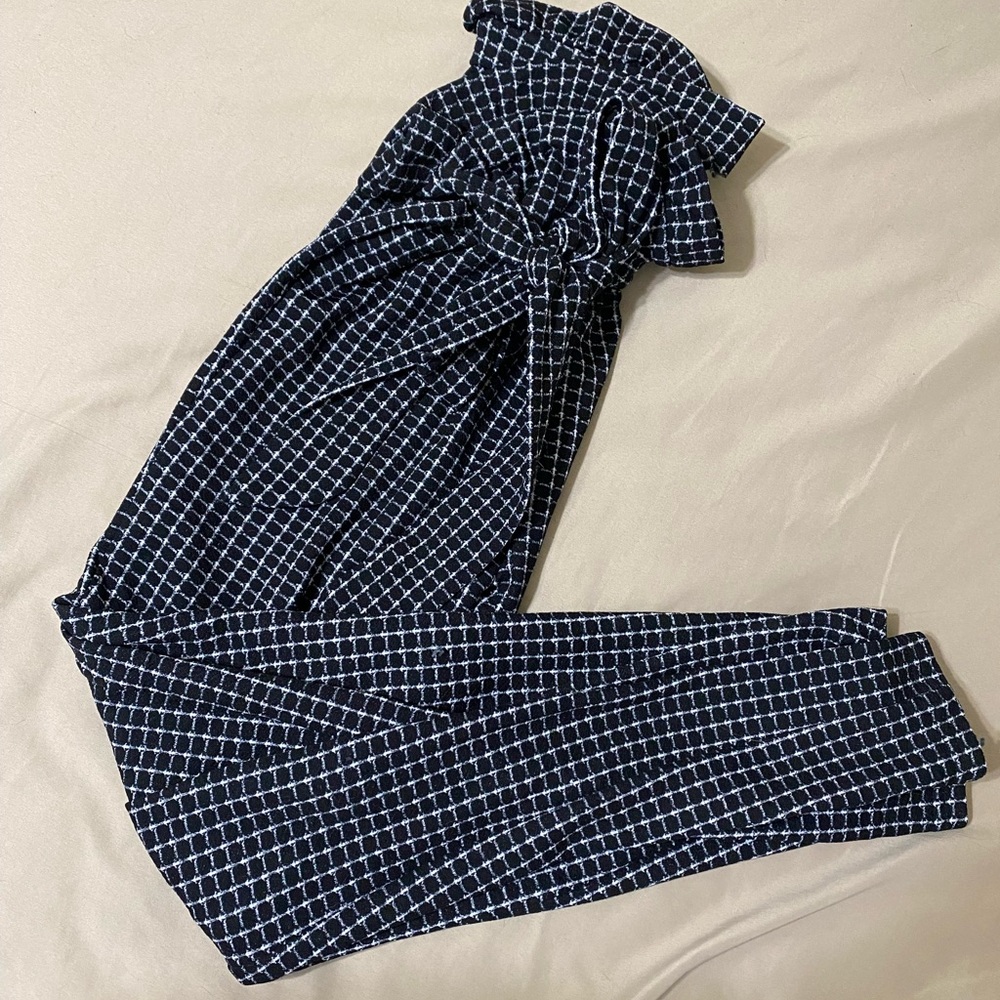 SHEIN Black and White Checkered Trousers